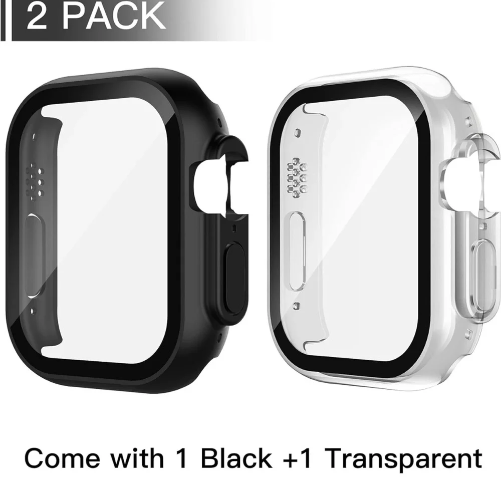 2 Pack PC Case Built-in Tempered Glass Screen Protector Compatible with 49mm